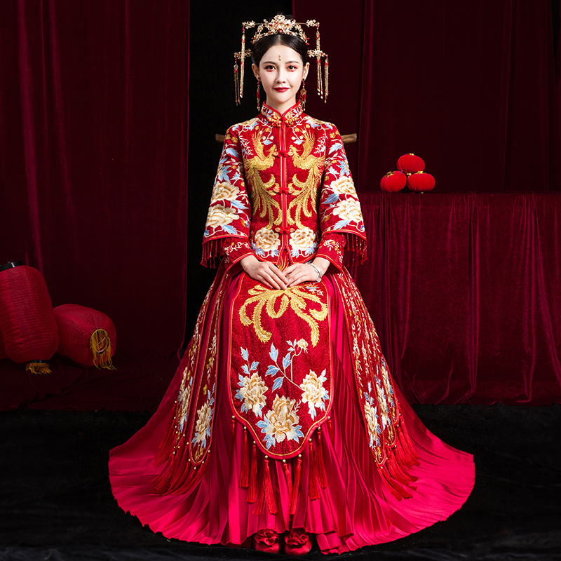 倾妍阁旗舰店秀禾服新款结婚中式婚纱年轻款女冬新娘敬酒礼服小个子龙凤褂1