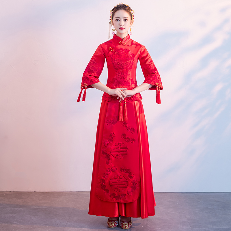 倾妍阁旗舰店秀禾服新款结婚嫁衣敬酒服女新娘婚服红色婚纱中式礼服出阁服1