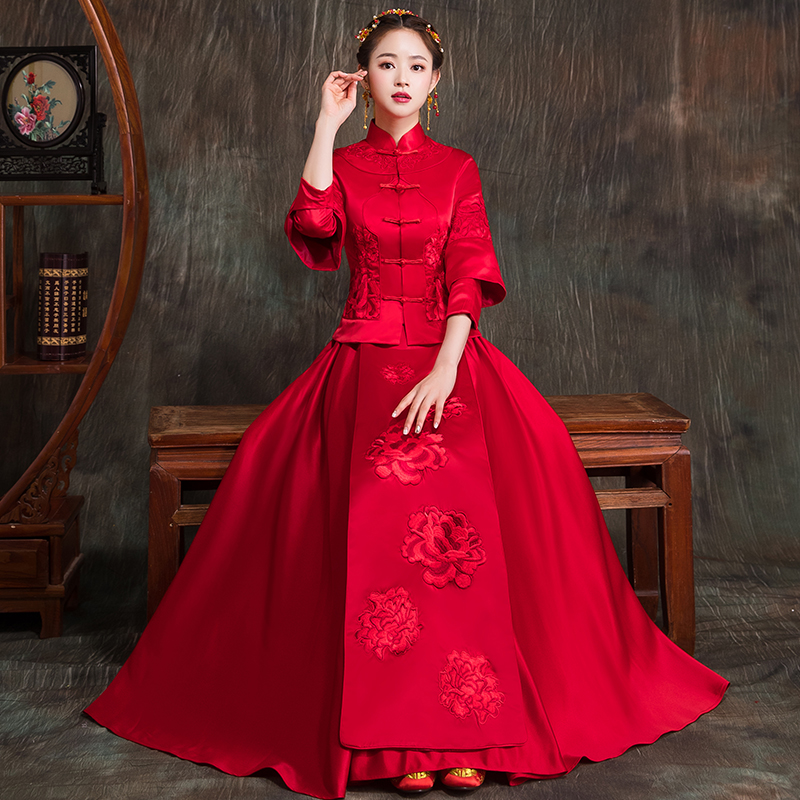 倾妍阁旗舰店秀禾服新娘礼服出阁服新款结婚敬酒服中式婚纱嫁衣秀和服夏季0