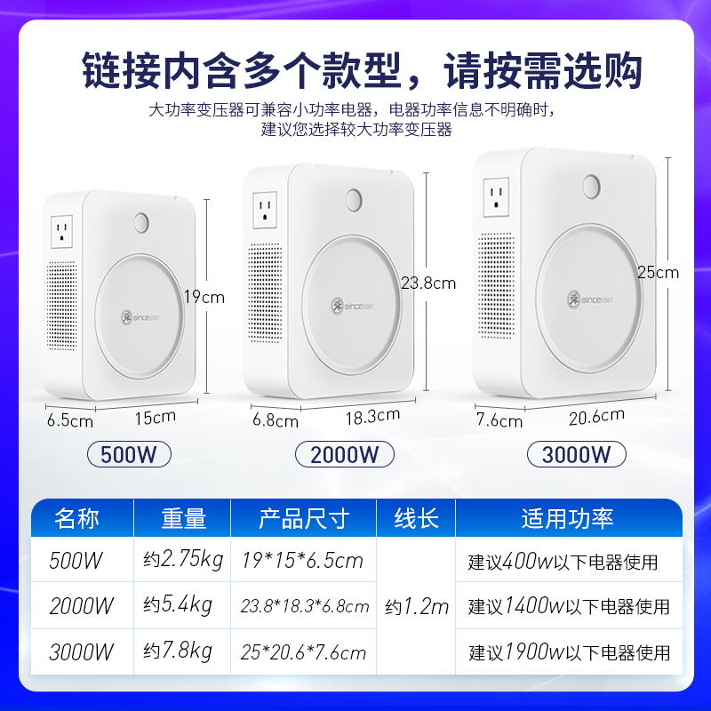 变压器220v转110v100电源电压转换器2000W日本电饭煲美国家用舜红 - 图1