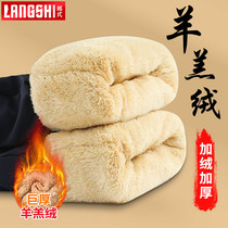 Winter Dad Lamb Duvet Down Cotton Pants Male Outwear Mid-Aged Tight Waist Man Pants Old Man Gapped Thickened Pants