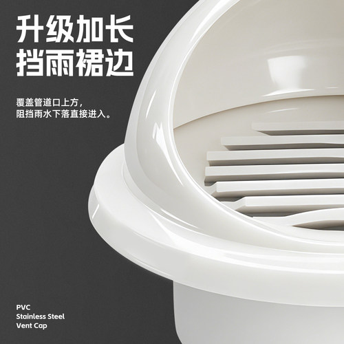 颂余PVC风帽外墙防风罩油烟机通风口透气帽排风口出风口排气帽 - 图0