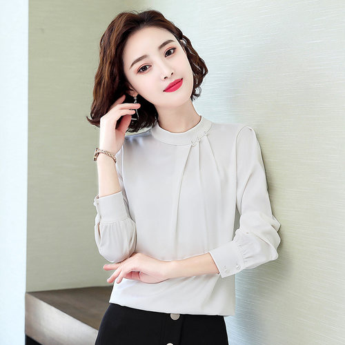 雪纺衬衫女长袖洋气打底内搭2025年春季秋新款韩版衬衣红色上衣寸 - 图1