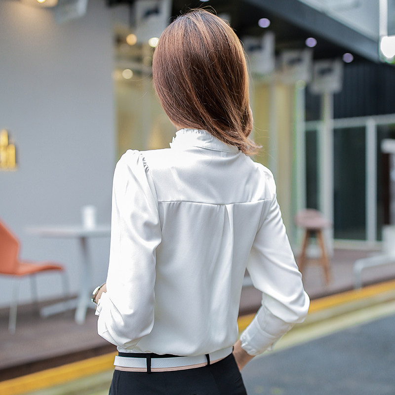 2025春装新款立领白色衬衫女长袖加绒职业装衬衣上衣工装工作服寸,淘宝优惠券,粉丝福利购,淘宝优惠卷