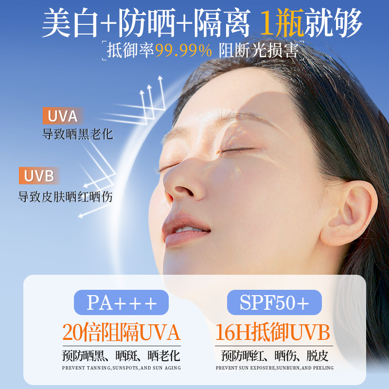 韦雪推荐防晒霜50倍防紫外线第一名正牌官方旗舰店隔离清爽不油腻 - 图1