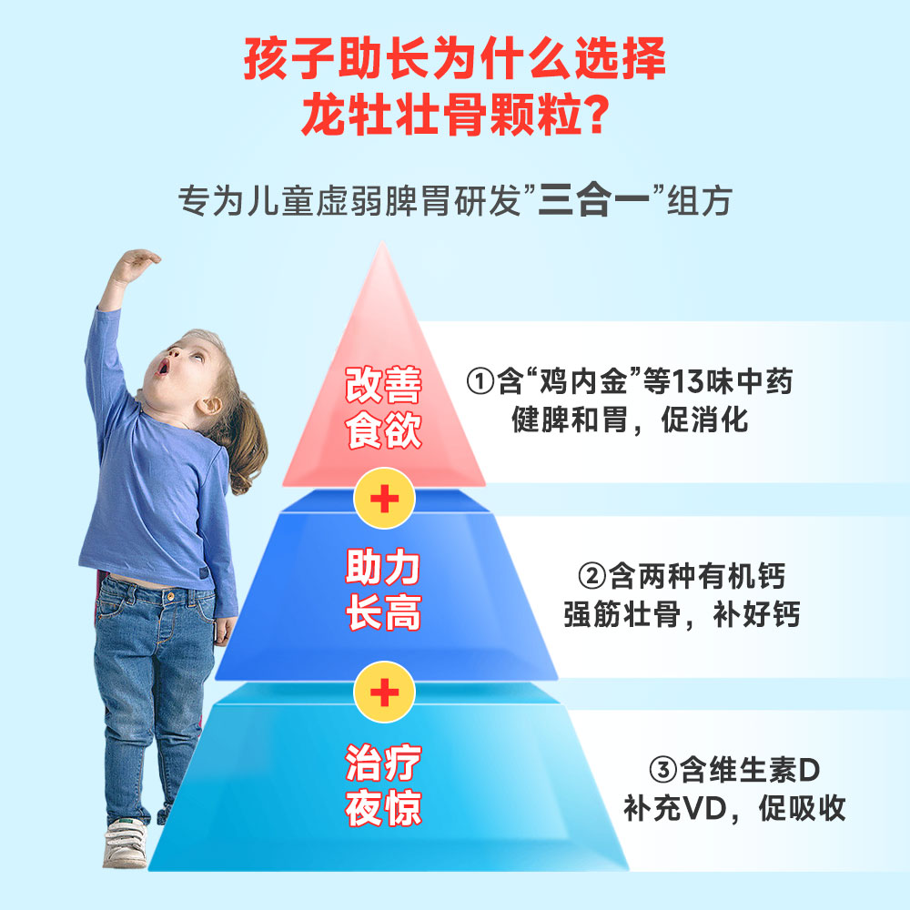 龙牡壮骨颗粒宝宝儿童补钙药葡萄糖酸钙维生素d龙牧龙骨30袋