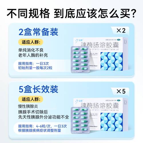 胰酶肠溶胶囊60粒消化酶正品官方旗舰店消化不良治疗胰腺炎专用药 - 图0
