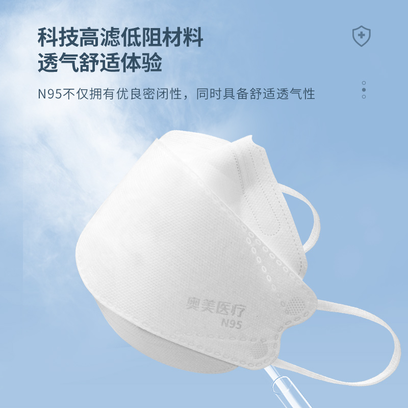 奥美n95级医用防护口罩一次性医疗灭菌级官方正品冬天防风防寒