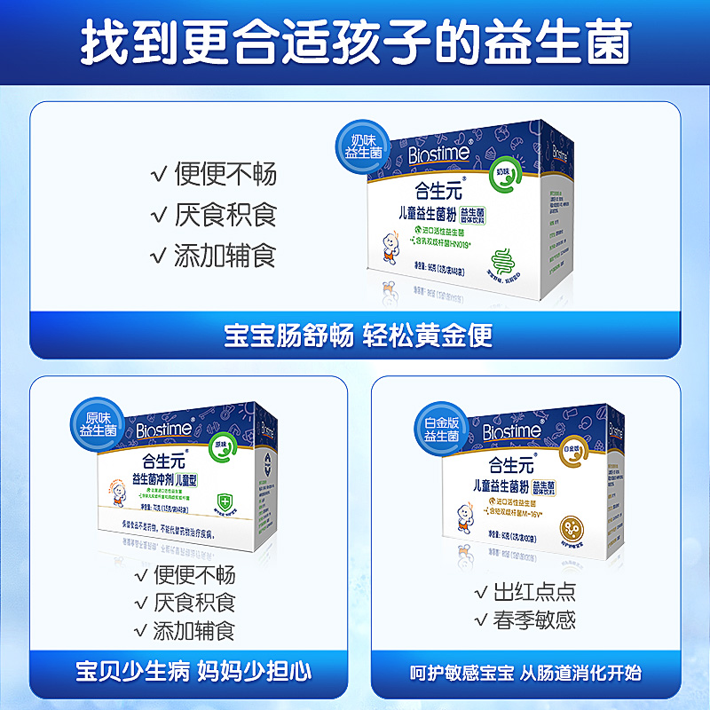 阿里健康大药房BIOSTIME/合生元益生菌菌粉26袋儿童调理肠胃呵护宝宝肠道易吸收1