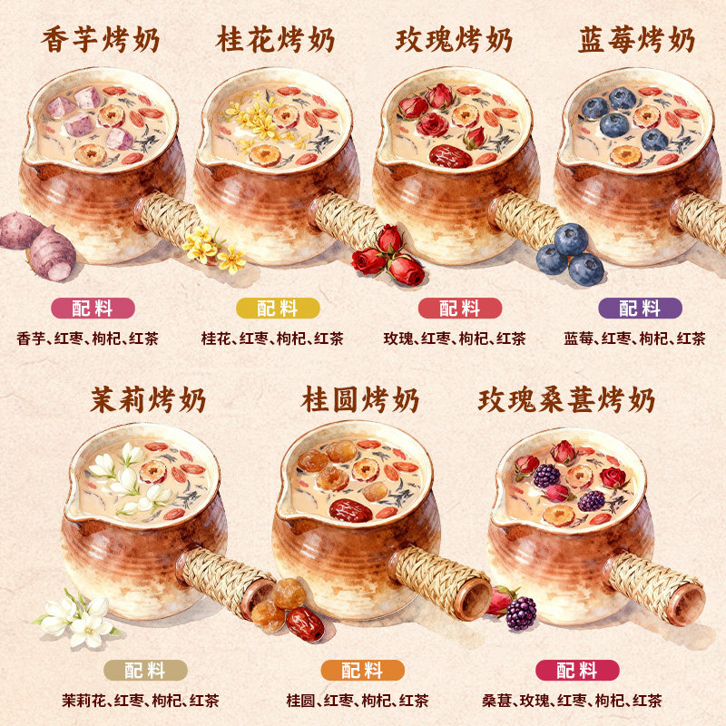 罐罐烤奶材料包秋冬养生围炉煮茶食材玫瑰桂花茉莉烤奶中式药奶茶,淘宝优惠券,粉丝福利购,淘宝优惠卷