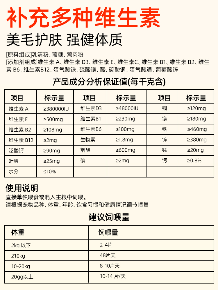 帕洛司 猫咪复合维生素狗狗营养膏宠物专用多种维生素B猫用防掉毛 - 图2