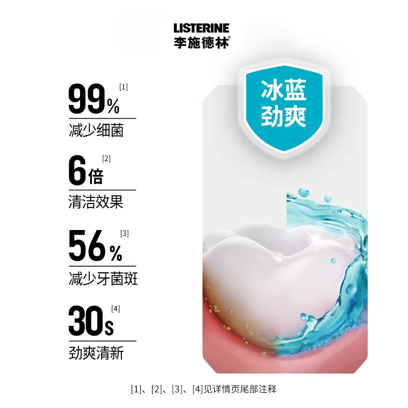李施德林冰蓝零度漱口水男女清新口气口臭口腔清洁防蛀减少细菌,淘宝优惠券,粉丝福利购,淘宝优惠卷