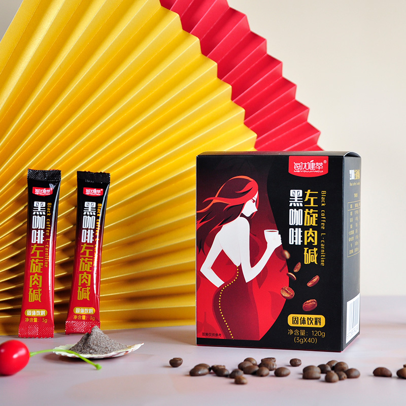 阿里健康大药房每优健萃黑咖啡左旋肉碱运动饮料3g*40袋/盒美式速溶咖啡粉0