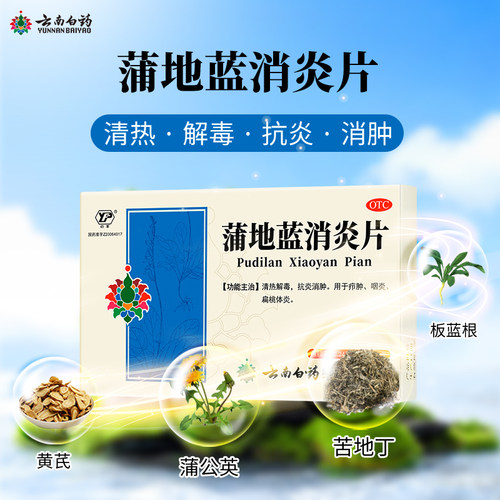 云丰蒲地蓝消炎片口服咽炎官方消肿清热解毒牙龈肿痛蒲地兰消炎药 - 图0