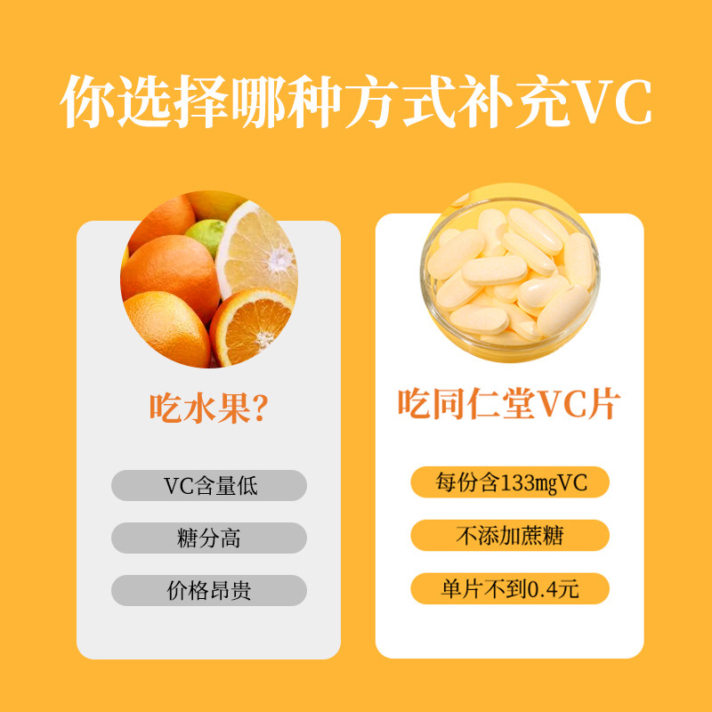 北京同仁堂维生素c片补充咀嚼片 阿里健康大药房维生素/复合维生素