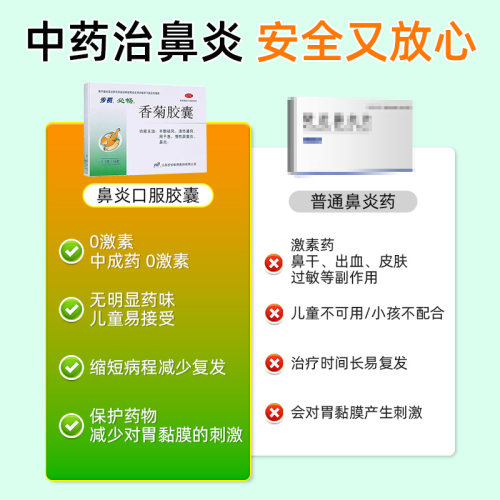 步长香菊胶囊中成药中药官方慢性鼻炎断正品药房过敏性通窍鼻窦炎 - 图1