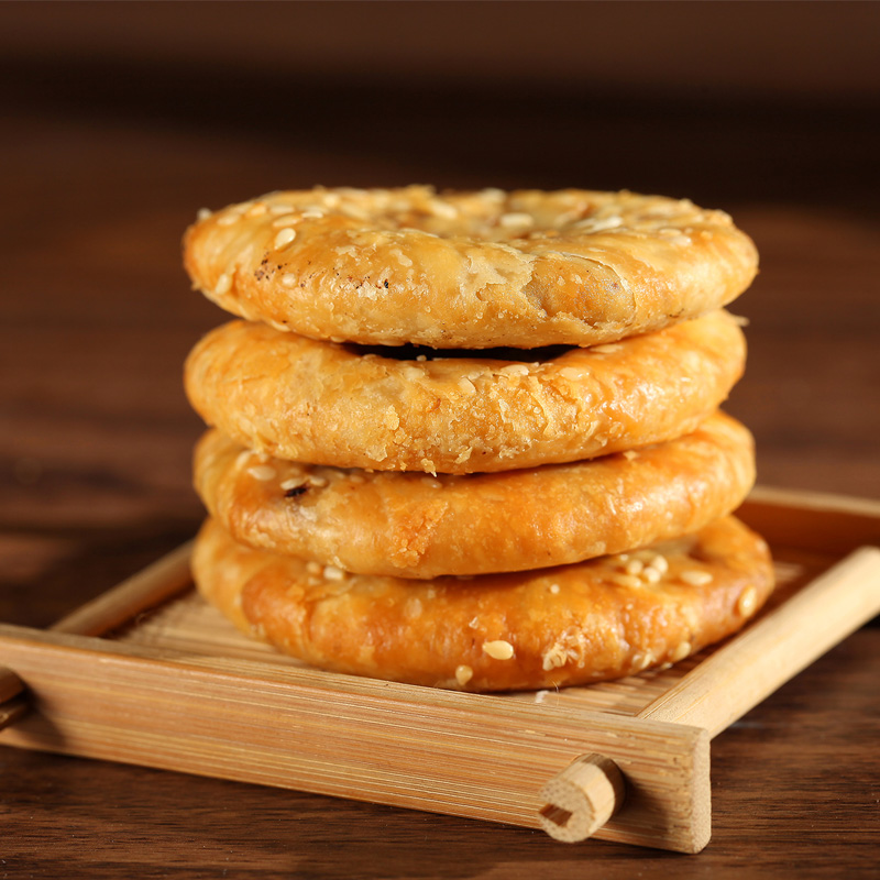 昱城黄山烧饼梅干菜酥饼薄金脆特色徽州薄脆小吃酥饼梅干菜饼 - 图2