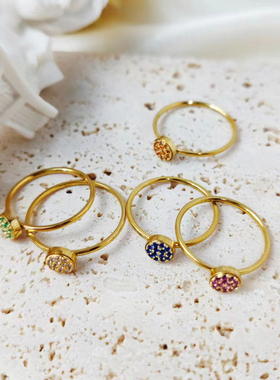 驰航饰品 跨境不锈钢满钻戒指高级质感12月份诞生石戒指女士指环