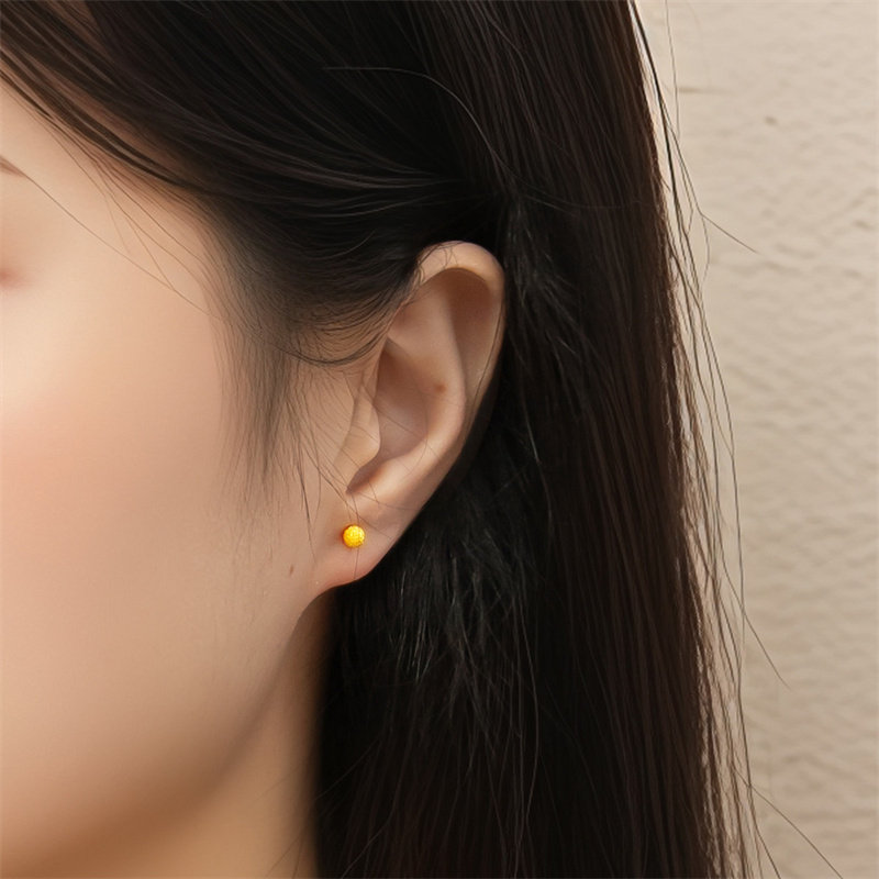 【剩1件】诗普琳 计价足金黄金耳钉 女款磨砂时尚耳饰 送女友礼物,淘宝优惠券,粉丝福利购,淘宝优惠卷