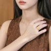 Shipulin pure gold 5G craft crushed ice four-leaf clover live ring, light luxury fashion gift for women