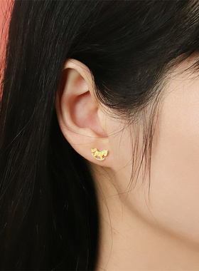 【新品】诗普琳 黄金足金小木马耳钉 马年生肖款耳饰养耳棒送礼女