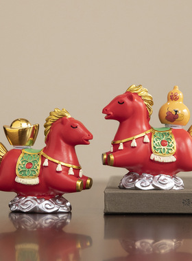 创意马上有钱新中式招财马年生肖摆件家居桌面办公室装饰生日礼物