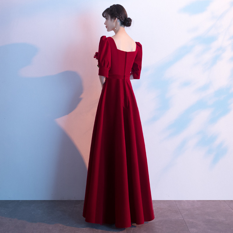 明星新娘2020新款红色丝绒女晚礼服 碧诺美礼服/晚装