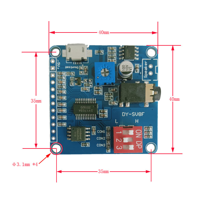 MP3语音播放模块一对一触发串口控制播放USB下载8M存储DY-SV8F-图3