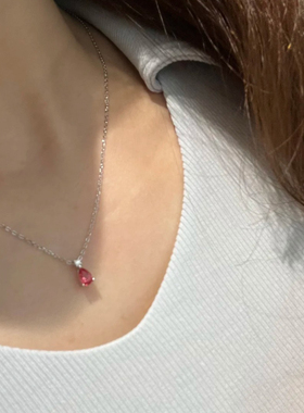 S925通体纯银培育红宝石锁骨链