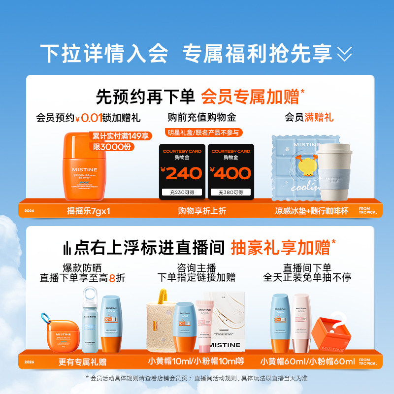 Mistine防晒霜乳小蓝帽SPF50泰版面部身体防晒隔离男女军训蜜丝婷