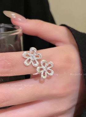 爆款高级感镂空戒指精雕刻纹戒指2025春新款通用戒指小众简约清新