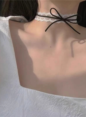 纯欲辣妹蕾丝蝴蝶结choker颈链女项链配饰锁骨链颈带气质脖子项圈