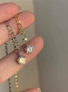 简约百搭锆石吊坠项链女小众设计感单钻锁骨链高级气质轻奢颈链