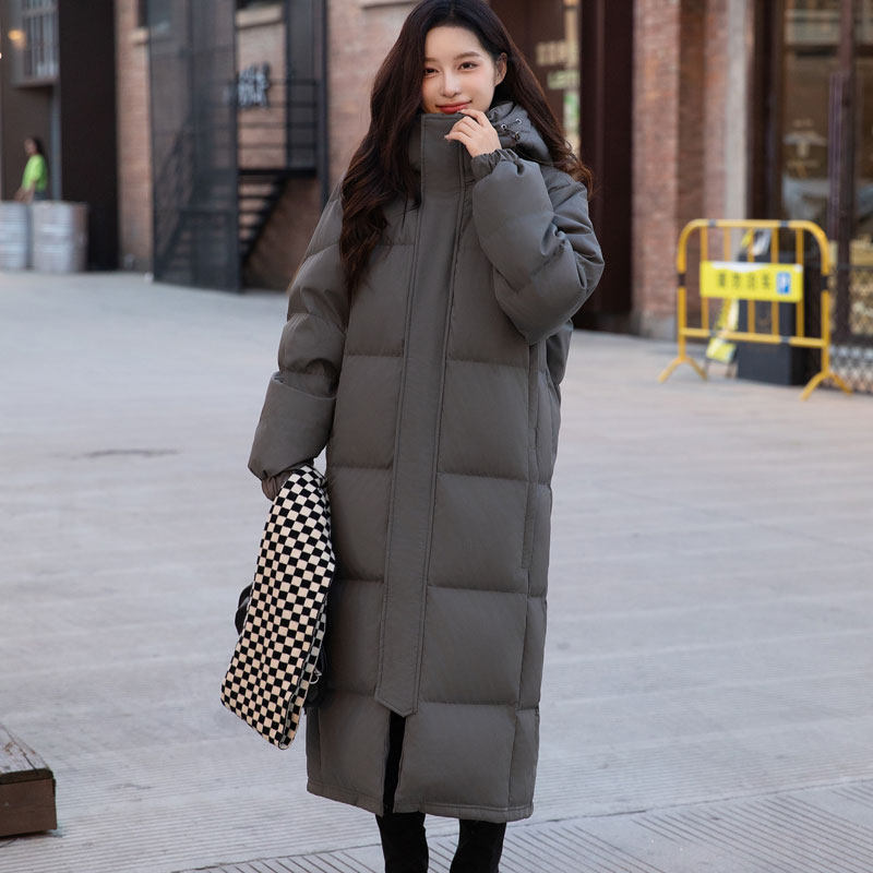 2025冬新款中戏羽绒服中长款男女同款过膝加厚白鸭绒东北抗寒外套