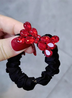 发绳水钻红色闪亮新年本命年发饰