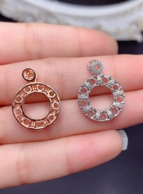 s925银饰吊坠空托圆 3mm 甜甜圈简单时尚清新秀气百搭精工日韩