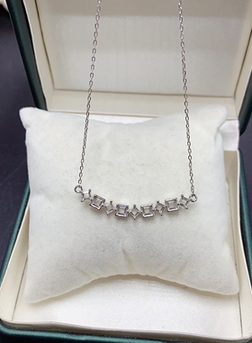 s925纯银精品锁骨链空托未镶嵌方3×3可代镶嵌可定制