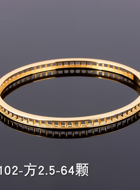 2026时尚简约S925银手镯空托方形可调打开玫瑰金色S102