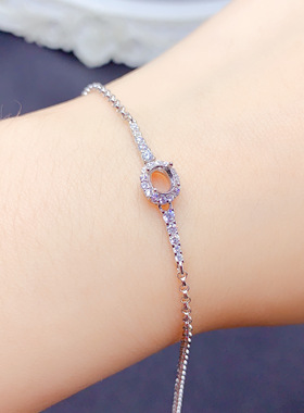 时尚新款s925银手链空托椭圆形4×5mm活口可调圈口可调B632