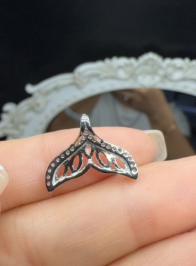 S925银空托马眼形状定制DIY项链托鱼尾吊坠托