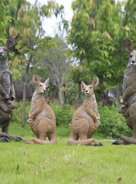 户外仿真袋鼠动物雕塑装饰摆件