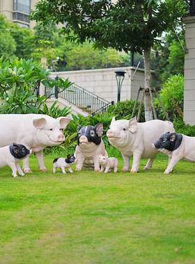 农家仿真香猪猪玻璃钢庭院雕塑