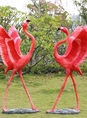 玻璃钢仿真火烈鸟雕塑摆件