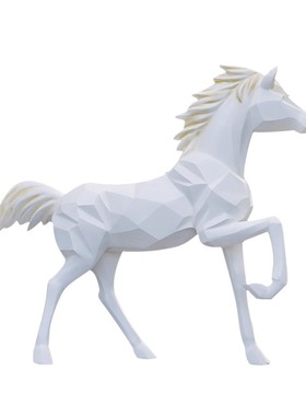玻璃钢几何白马雕塑装饰摆件