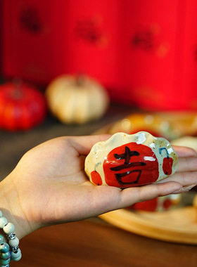 陆陆 景德镇工艺品平安喜乐小满陶瓷寓意摆件陶艺水饺