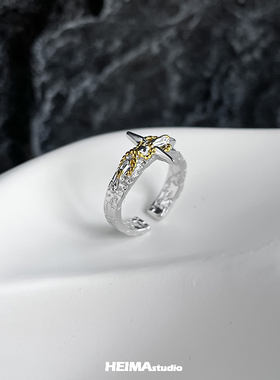 原创金箔系列十字架戒指男高街个性潮食指高级感小众设计可调节