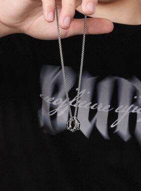 日韩款竹节吊坠925镀潮项链高级感男生小众毛衣链锁骨链国潮ins风