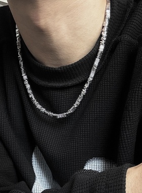 错乱感黑胆石项链男女潮流百搭高级感配饰男生小众锁骨链毛衣链潮