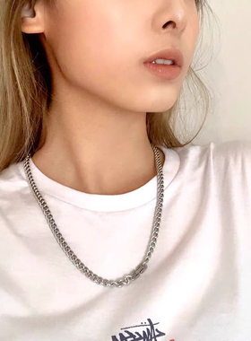 嘻哈链子情侣钛钢项链古巴链条