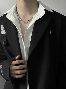 不掉色痞帅轻奢项链男潮牌高级感小众钛钢设计感锁骨链男款配饰